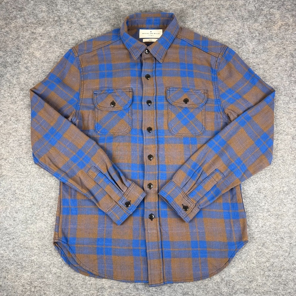 imogene + willie Blue and Brown Plaid Flannel Button-Up Shirt